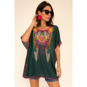 CUSTO Barcelona Knitwear Green Wings Beach Cover Up Top Dress   Women's Size 0